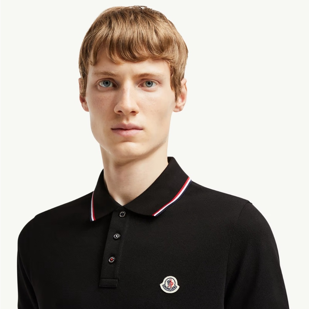 Moncler Men's Polo in Black with Red Accents Size Medium $395 - Picture 8 of 16